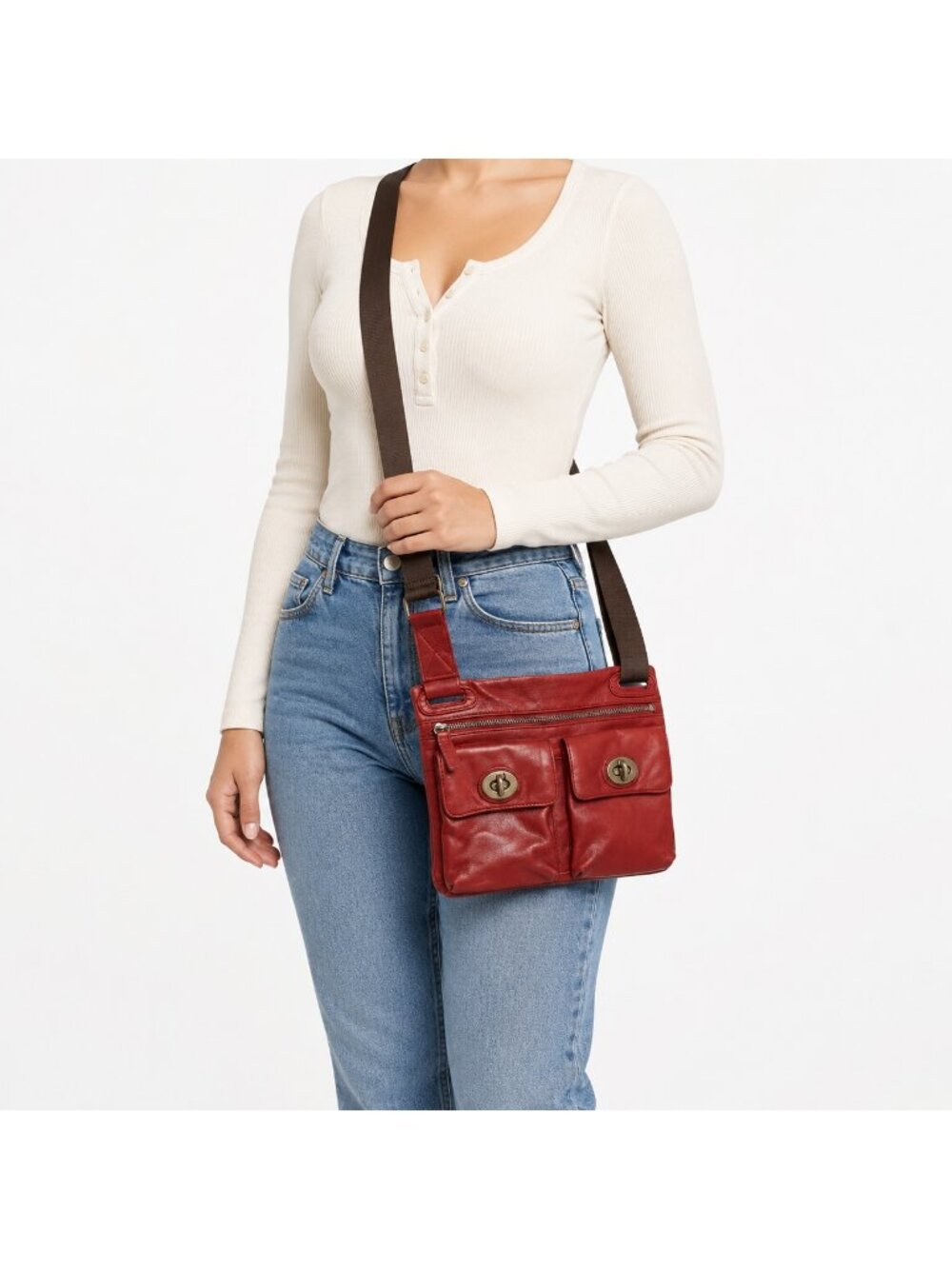 Danier Leather Brick Red Crossbody Purse